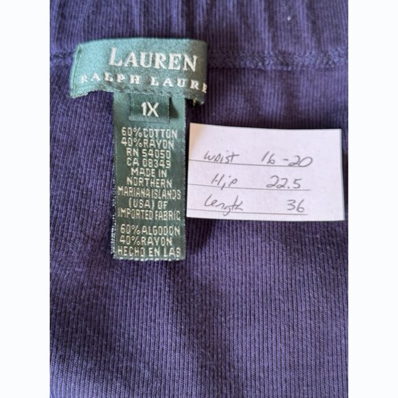 VTG Lauren Ralph Lauren Women’s 1X Maxi Skirt Blue Side Slit Stretch Minimalist - Picture 2 of 8